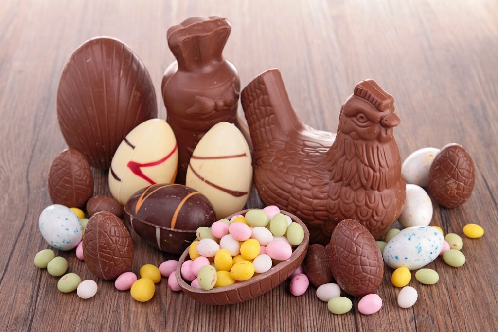assortment of easter chocolate eggs