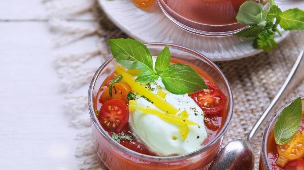 gaspacho chantilly avec un gaspacho de tomates