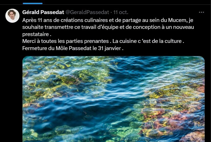 Gérald Passédat quitte le MuCem