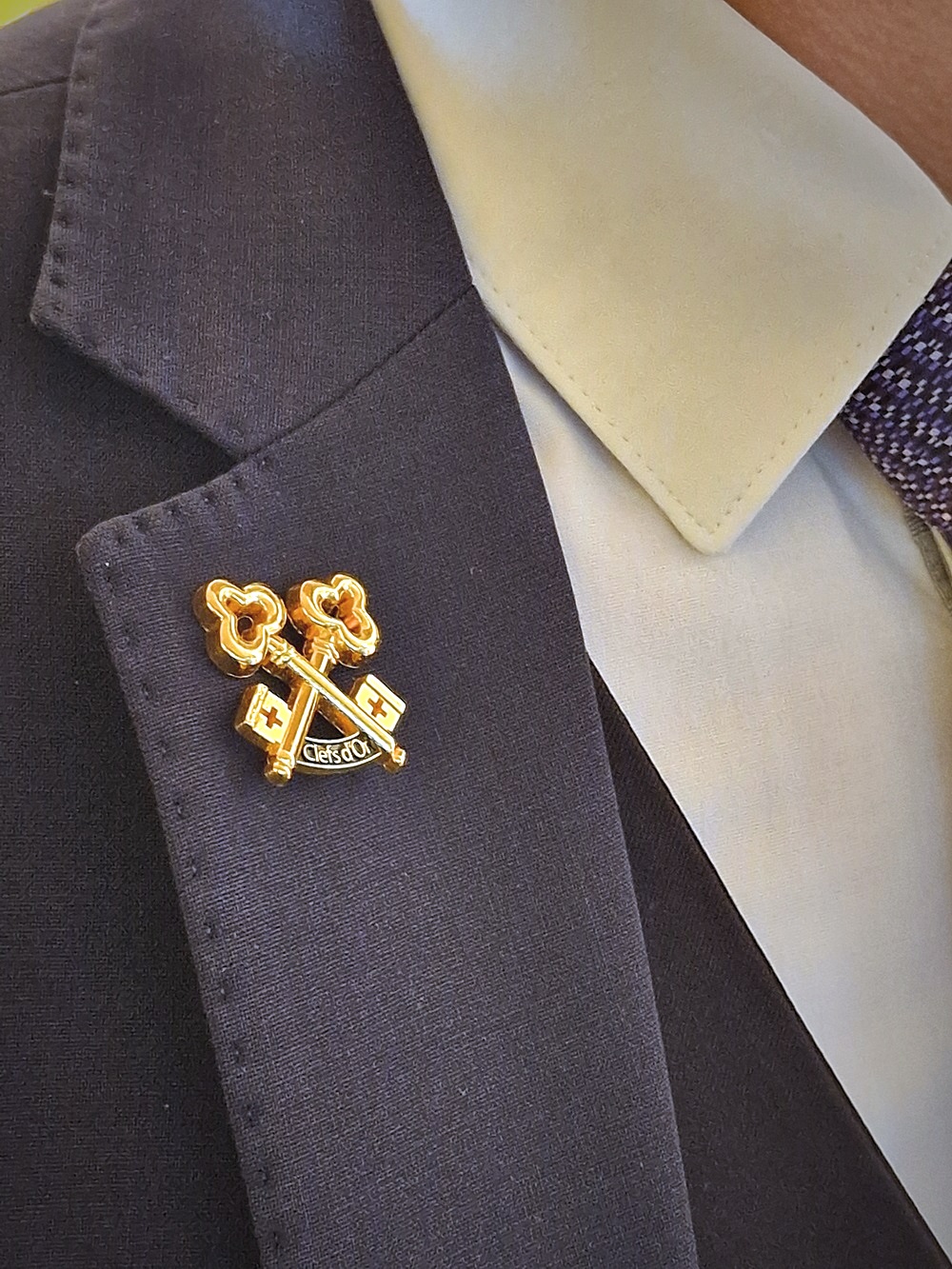 Le pins au revers des vestes des clefs d'or dans les palaces